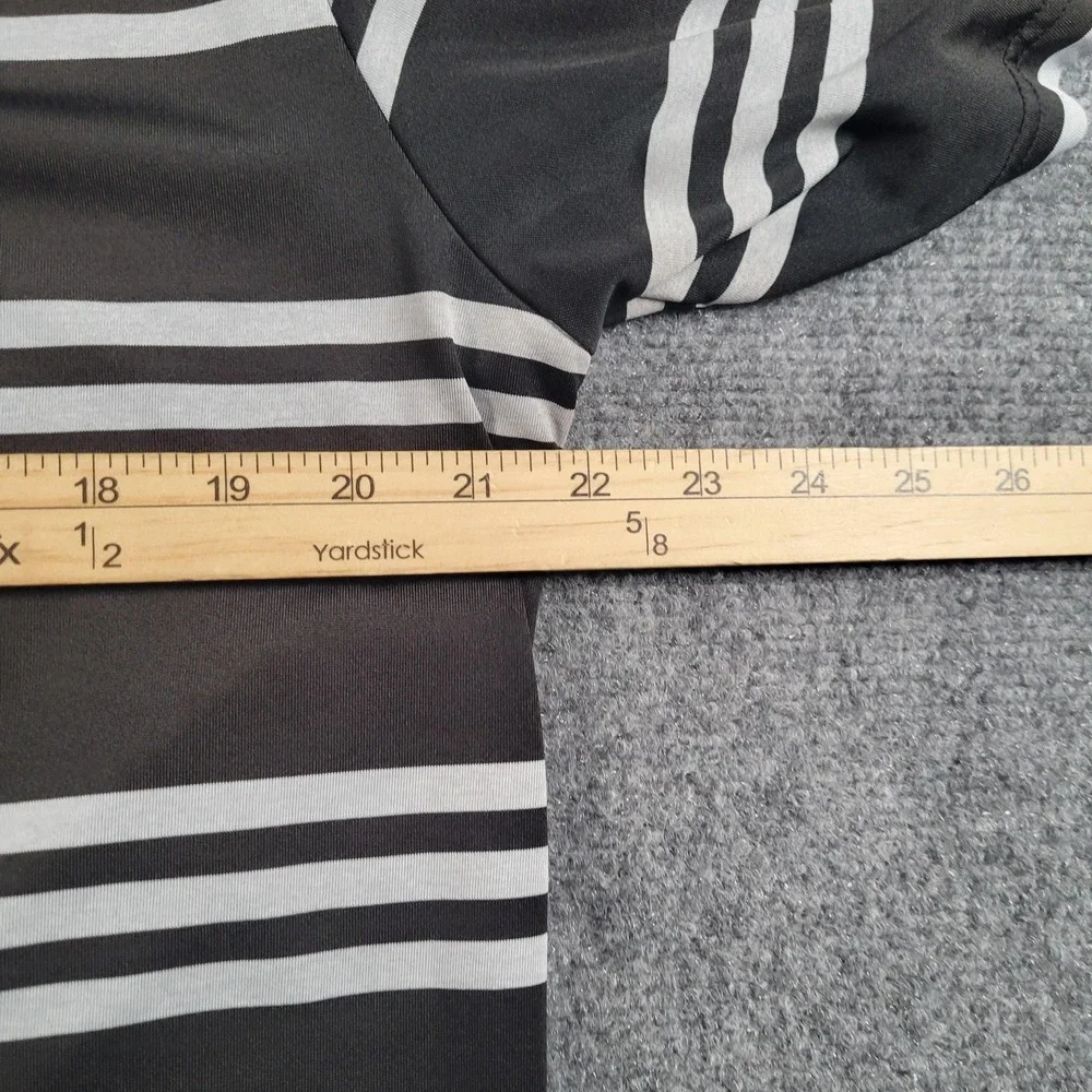 Adidas Polo Shirt Mens Large Black‎ Gray Striped Puremotion Golf Performance